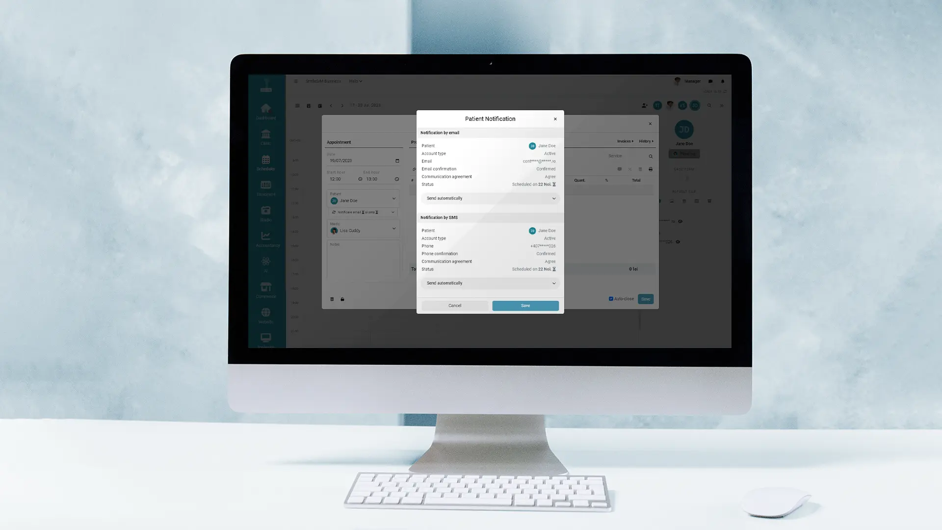 Notifications aux patients fonction d'application logicielle