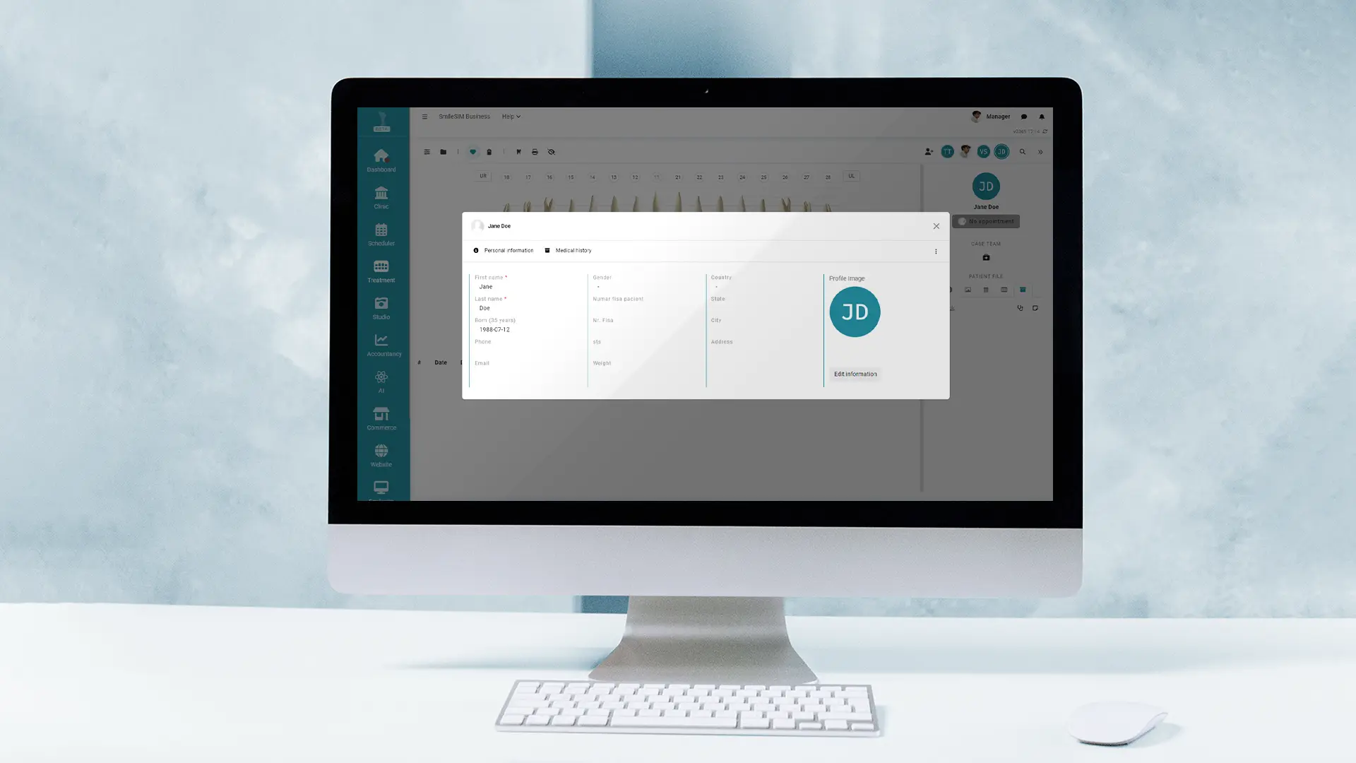 Compte patient fonction d'application logicielle